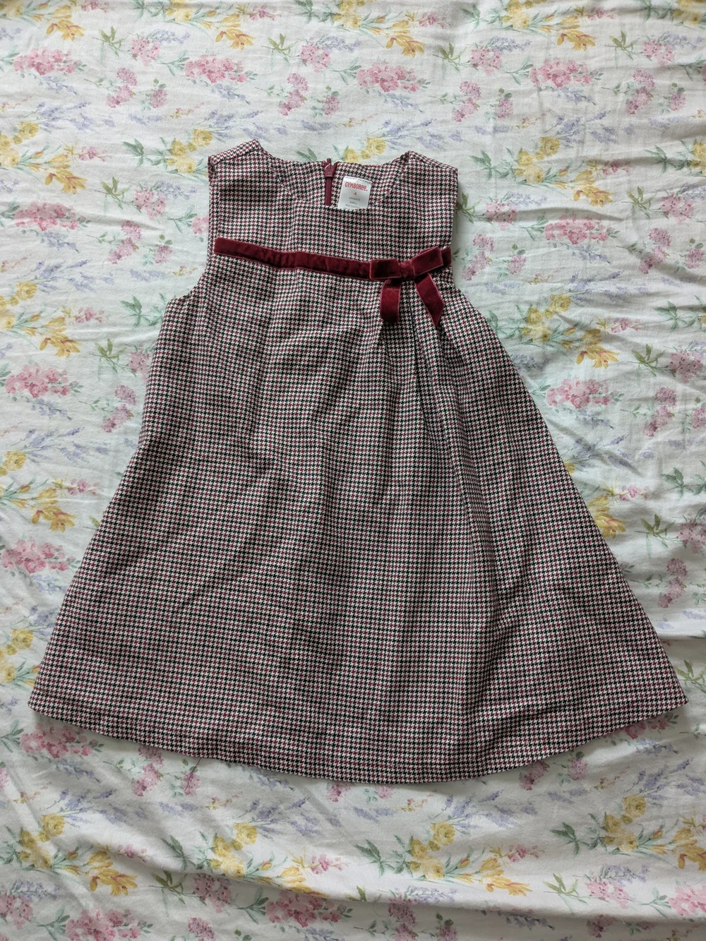 Carters Red Plaid Velvet-Trim Girls Dress